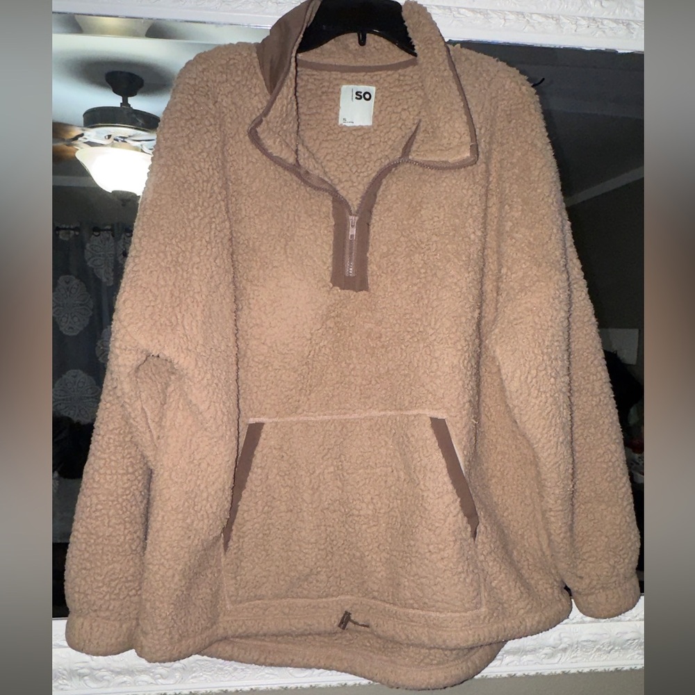 Sherpa Pullover Fleece 3/4 jacket XL - Tan